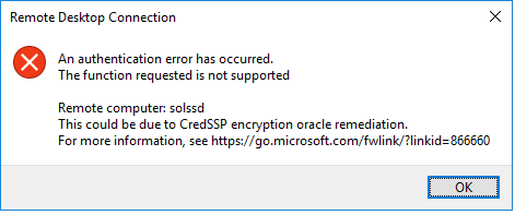 CredSSP encryption oracle remediation error